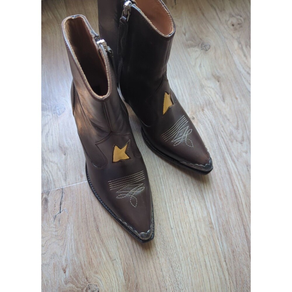 Golden Goose Western Golden Star Heeled Snip Toe Boots Womens 37 - Picture 4 of 13